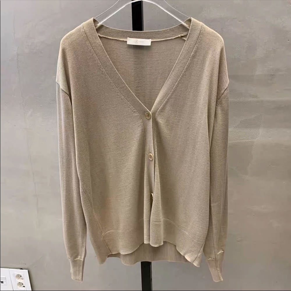 Korea BLOSSOM beige wool knit cardigan jacket